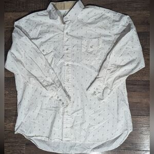 Ely Cattleman White Aztec Pearl Snap Shirt Mens 2XL Cowboy Western Long Sleeve